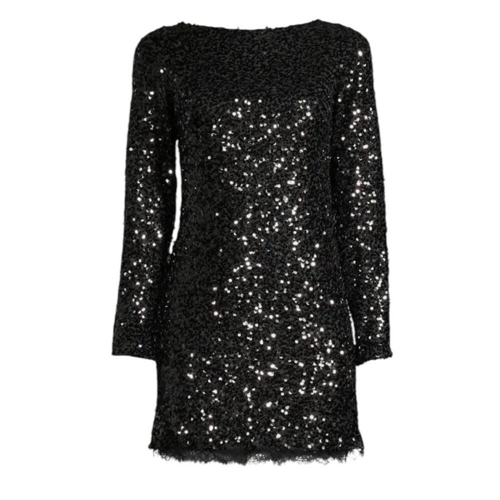 Sachin + Babi Womens Black Cameron Sequin Low Drape Back Mini Dress Size 10 NEW